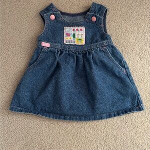 Denim Jumper Dress with Pink Accents